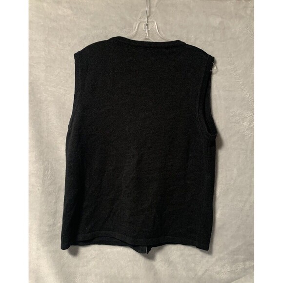 VINTAGE CHRISTMAS Sweater Vest Women's Large Holly Candy Cane Button Up Ornament - Picture 2 of 10